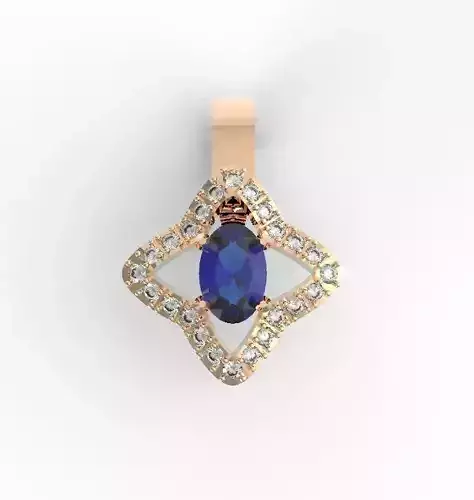 small pendant with gems 3D print model