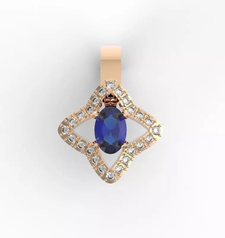 small pendant with gems 3D print model_0