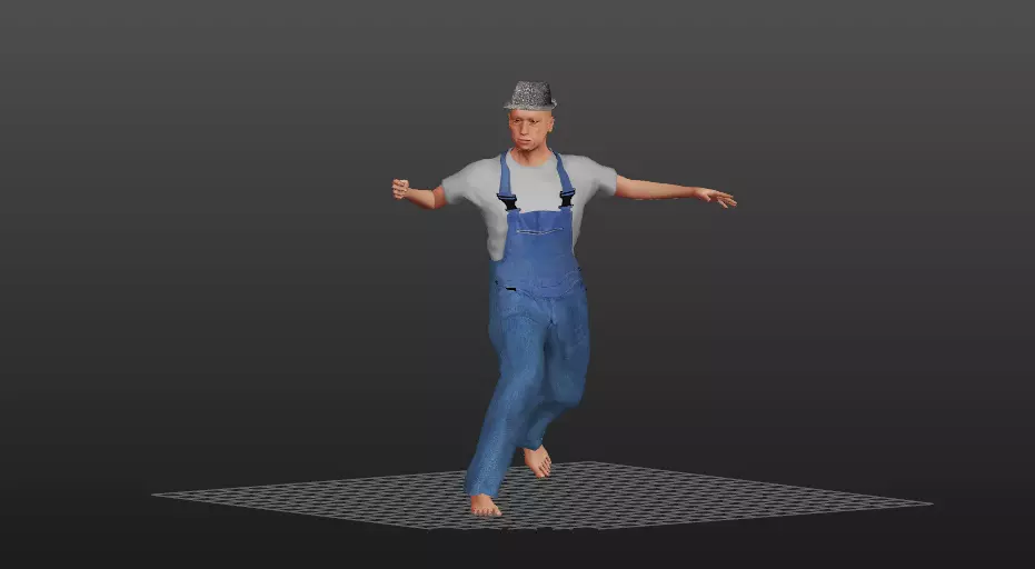 Old Worker Low-poly 3D model