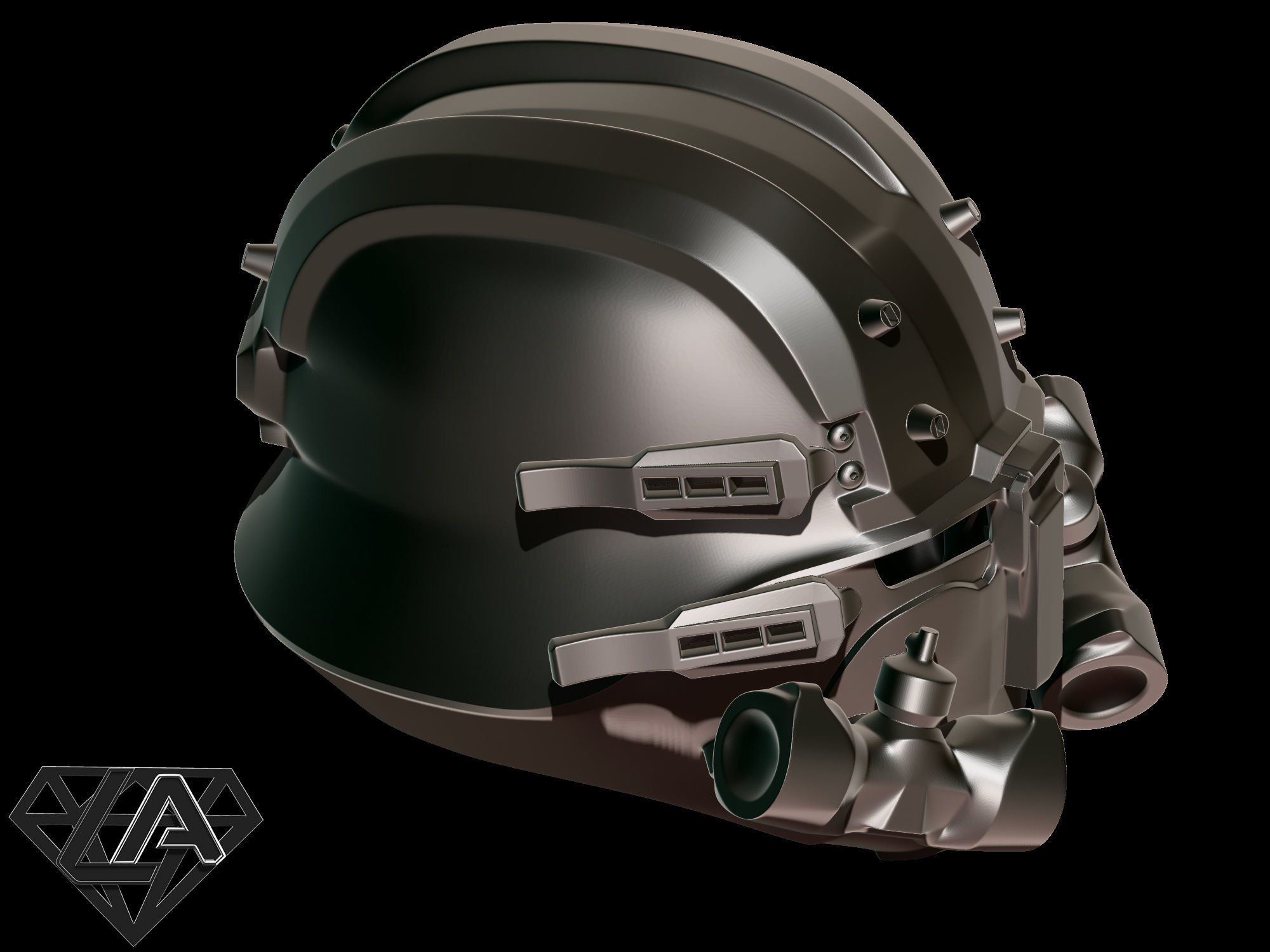 Wolfenstein custom helmet 3D print model_7