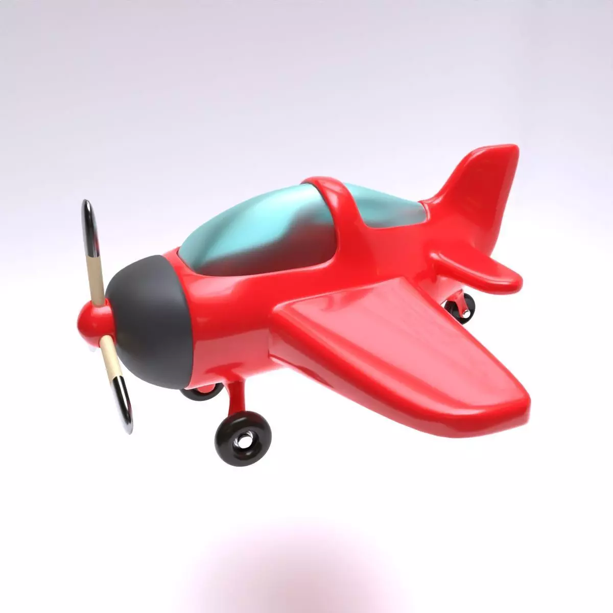 Stylized Cartooney Toy Airplane 3D model_0