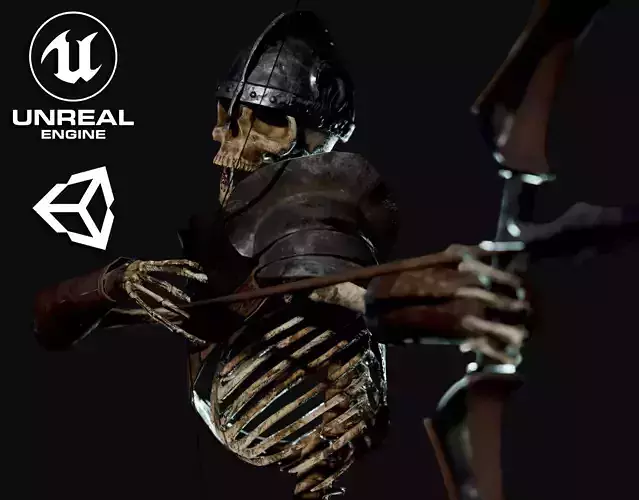 Skeleton Archer - Game Ready Low-poly 3D model