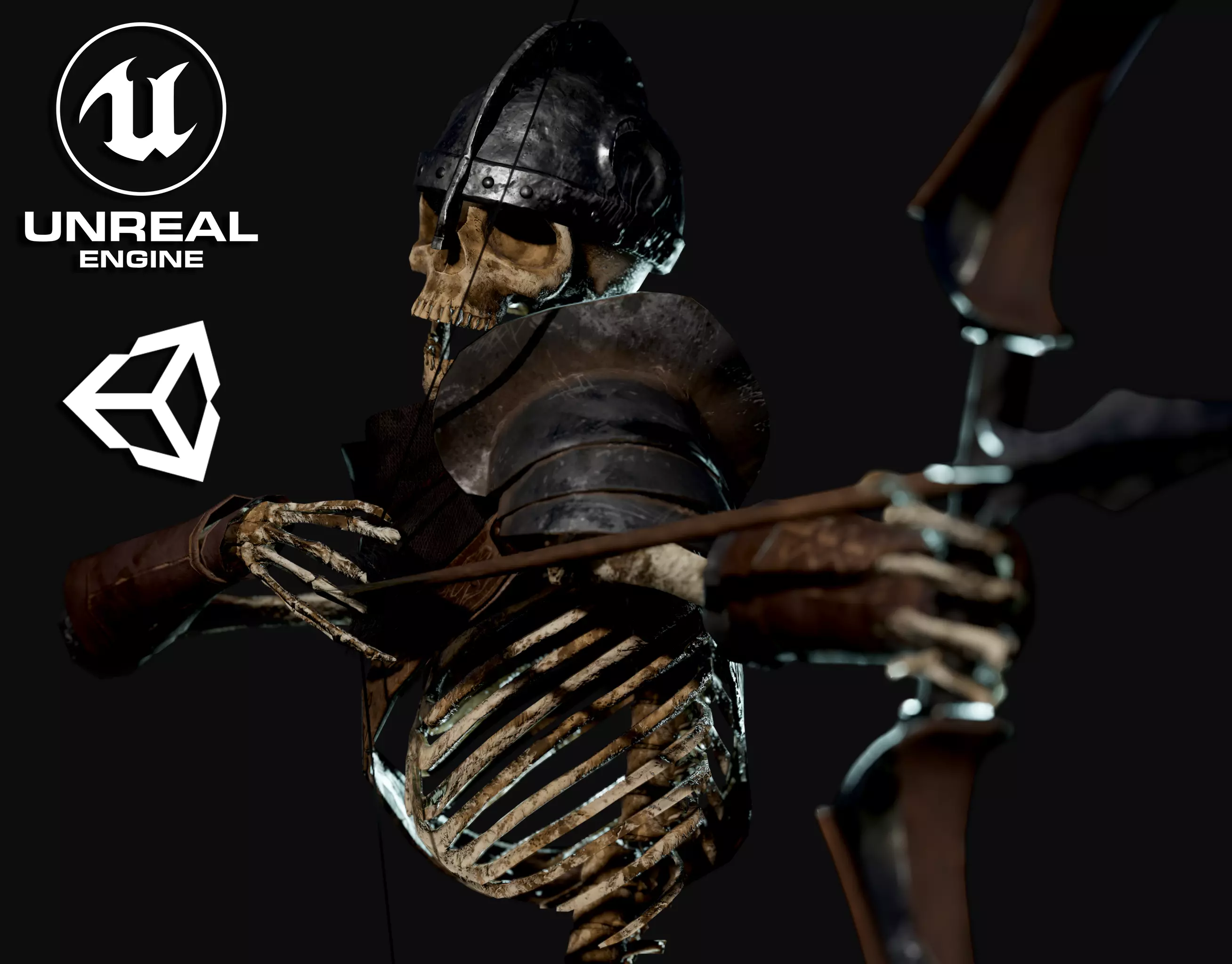 Skeleton Archer - Game Ready Low-poly 3D model_0