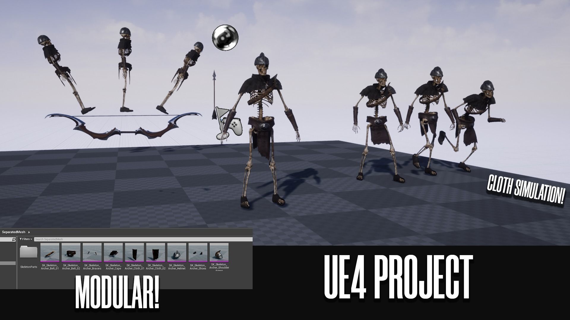 Skeleton Archer - Game Ready Low-poly 3D model_7