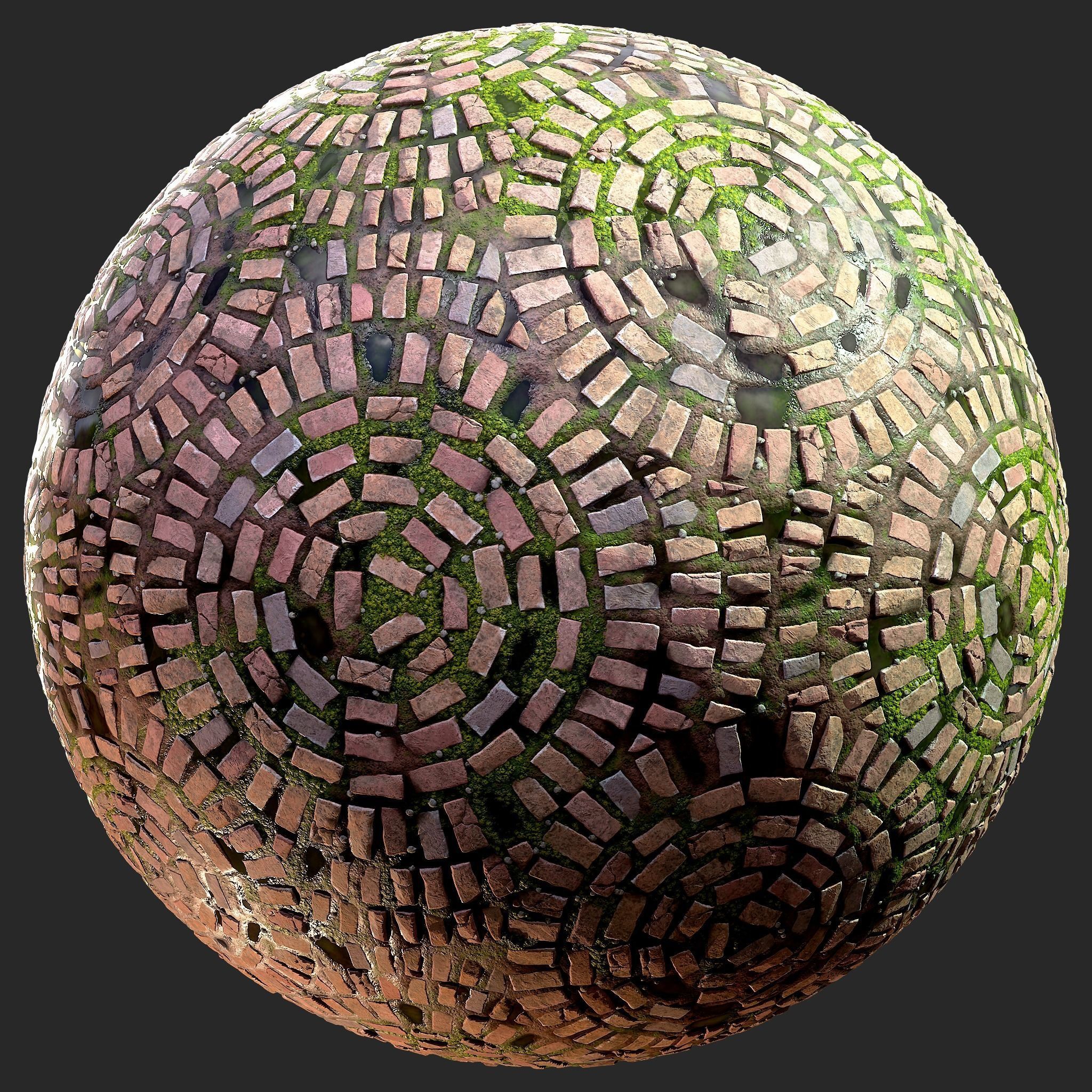 Circular Brick Path Material Texture_2