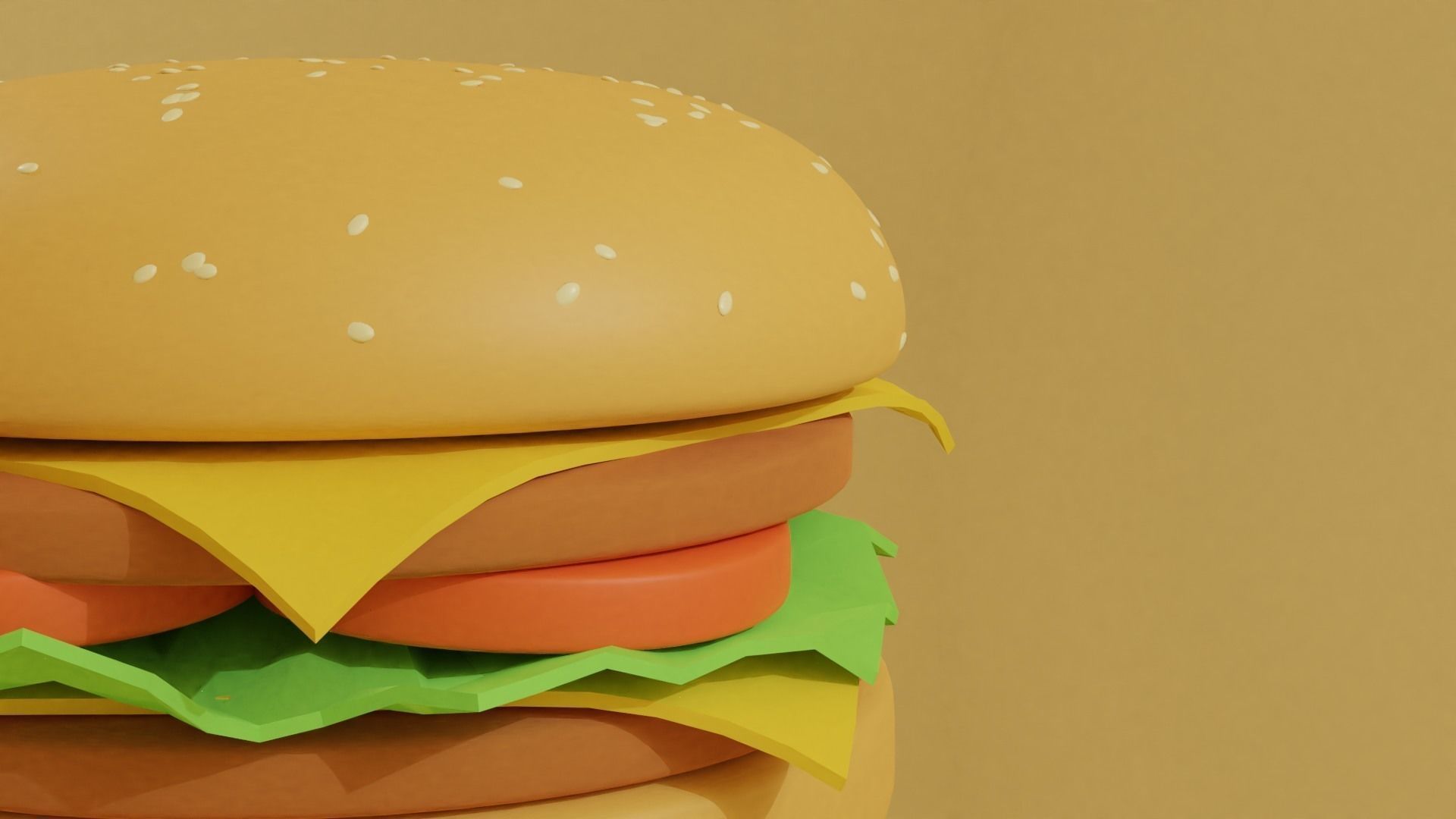 Simple burger with double cheese 3D model_5