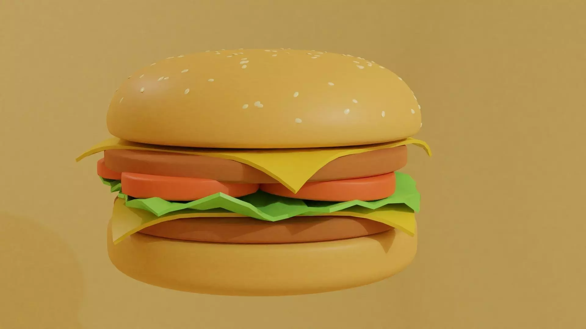 Simple burger with double cheese 3D model_0