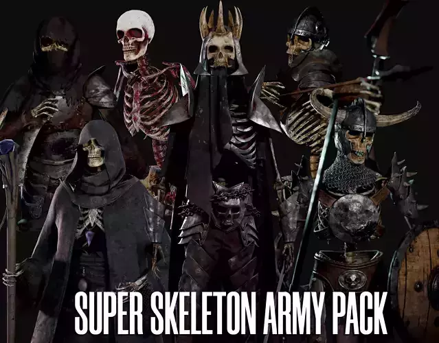 Super Skeleton Army Pack 3D Model Collection