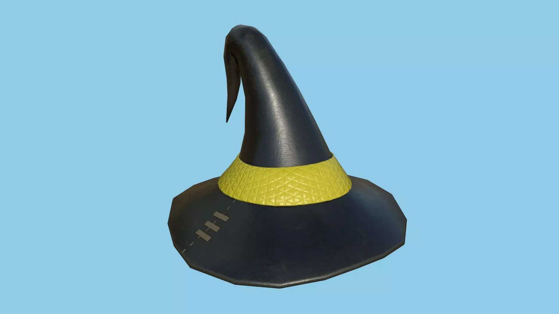 Black Yellow Wizard Hat - Character Design - Fashion Low-poly 3D model