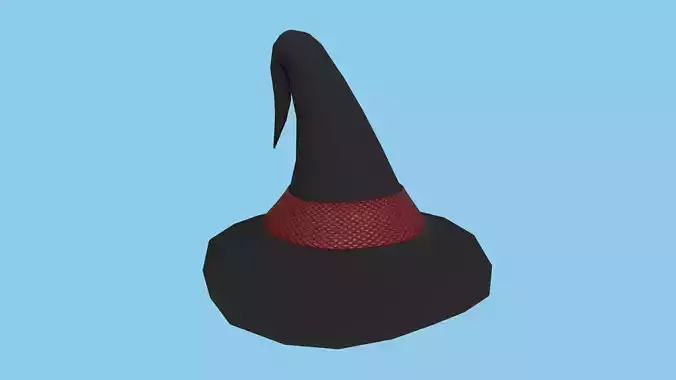 Black Red Wizard Hat - Character Design Fashion Low-poly 3D model