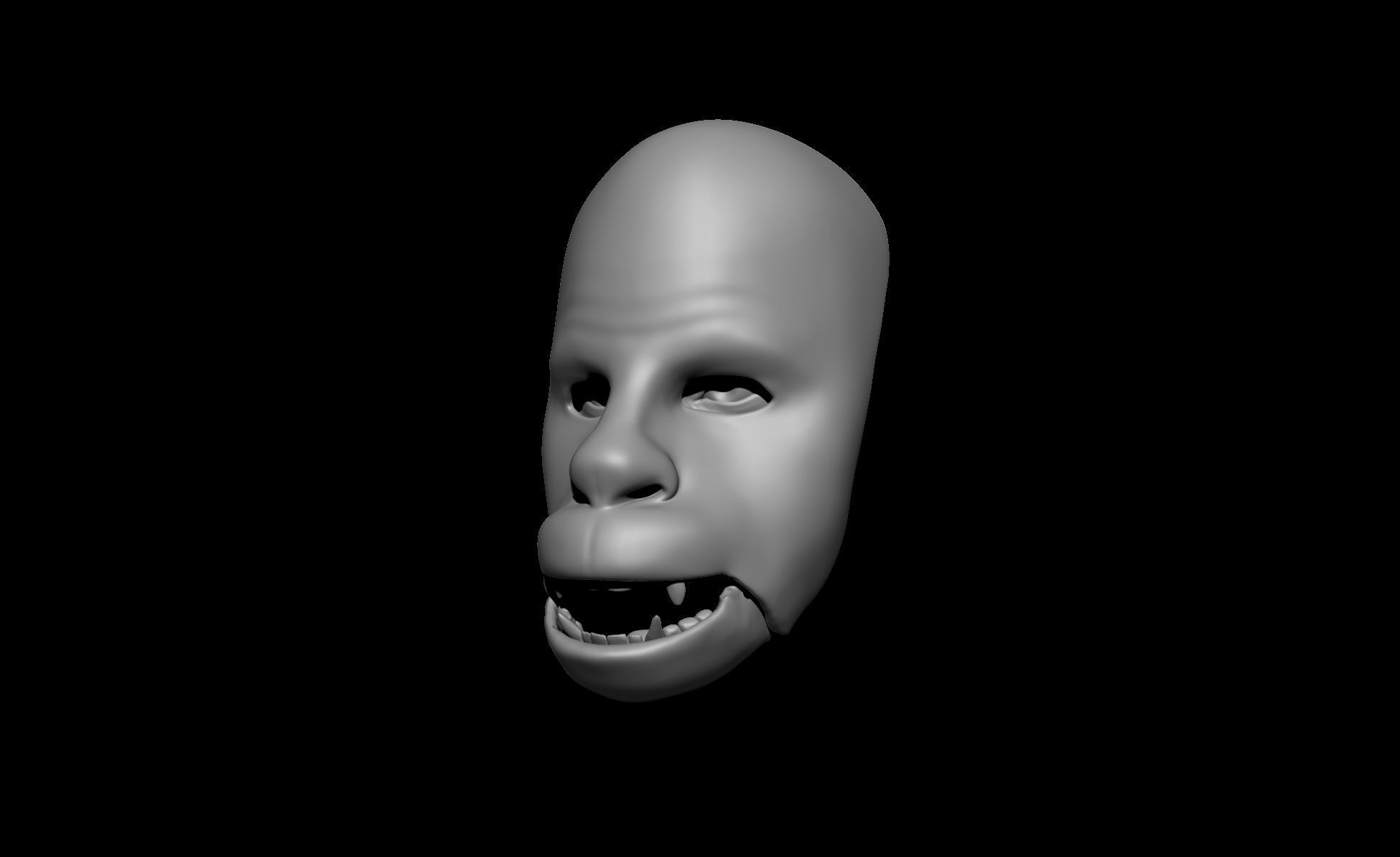 Chewbacca  mask face shell with articulated jaw  3D print model_2