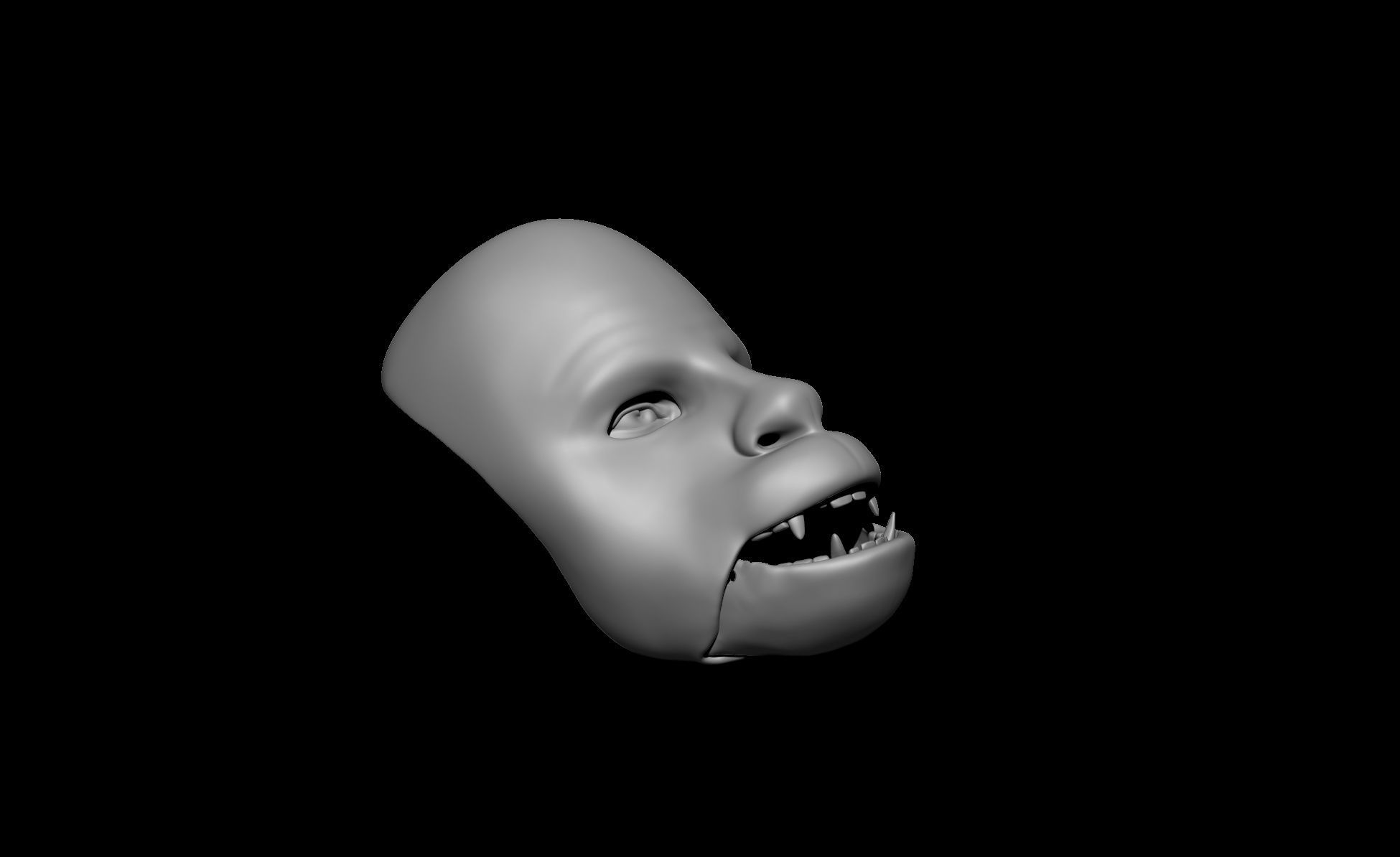 Chewbacca  mask face shell with articulated jaw  3D print model_6