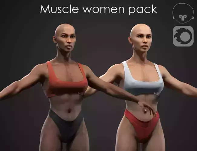 Muscle women pack 3D Model Collection