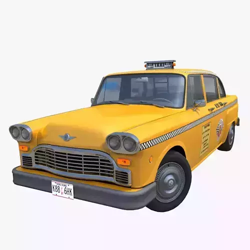 Taxi vintage yellow cab Low-poly 3D model
