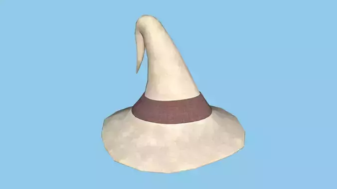 Beige Wizard Hat - Character Design Fashion White Low-poly 3D model
