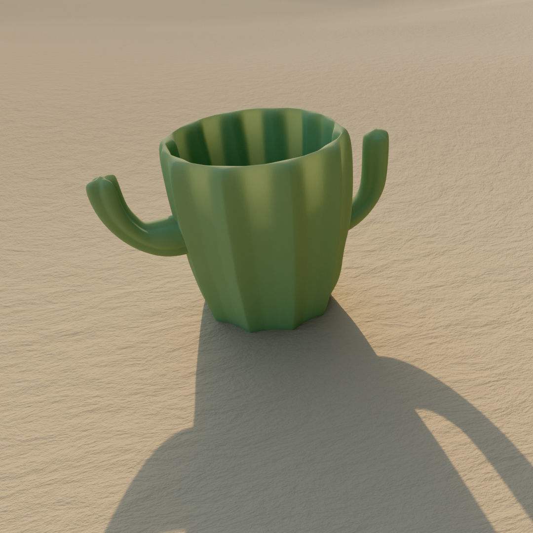 Cactus Pot Pen Holder 3D print model_1