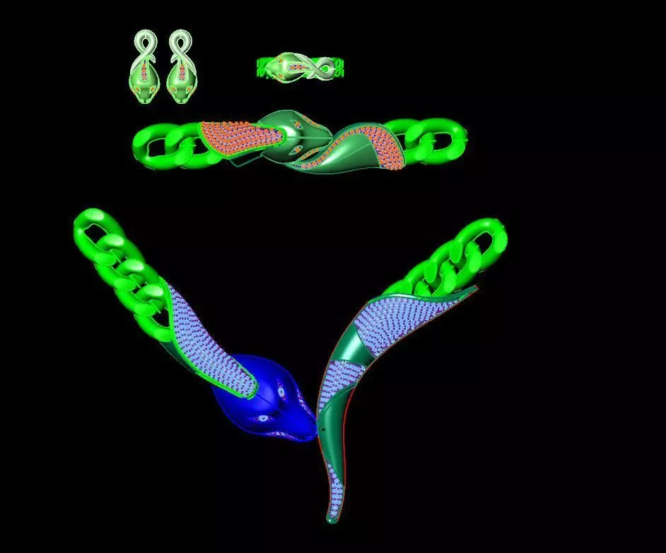 snake ring earring bracelet pendant  3D print model_0