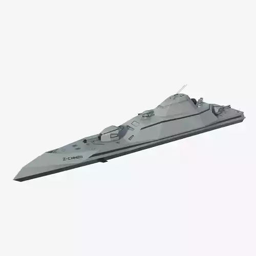 Futuristic Military Stealth Ship Low-poly 3D model