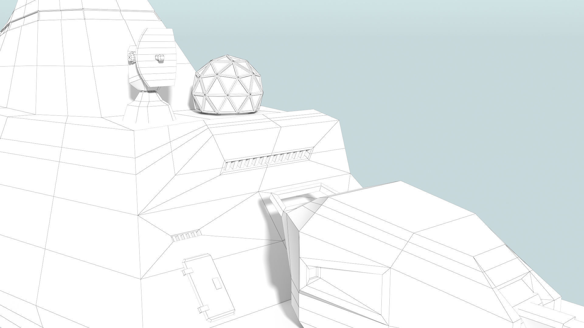 Futuristic Military Stealth Ship Low-poly 3D model_24