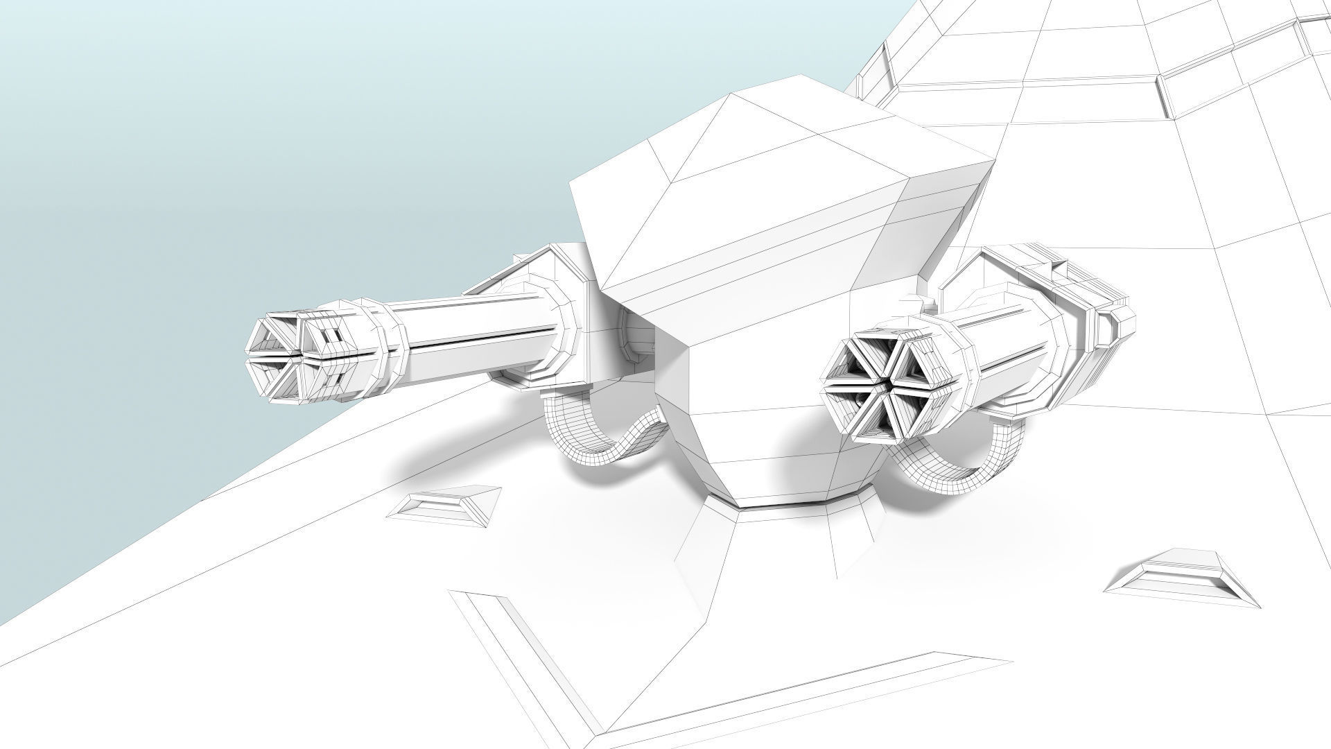 Futuristic Military Stealth Ship Low-poly 3D model_17