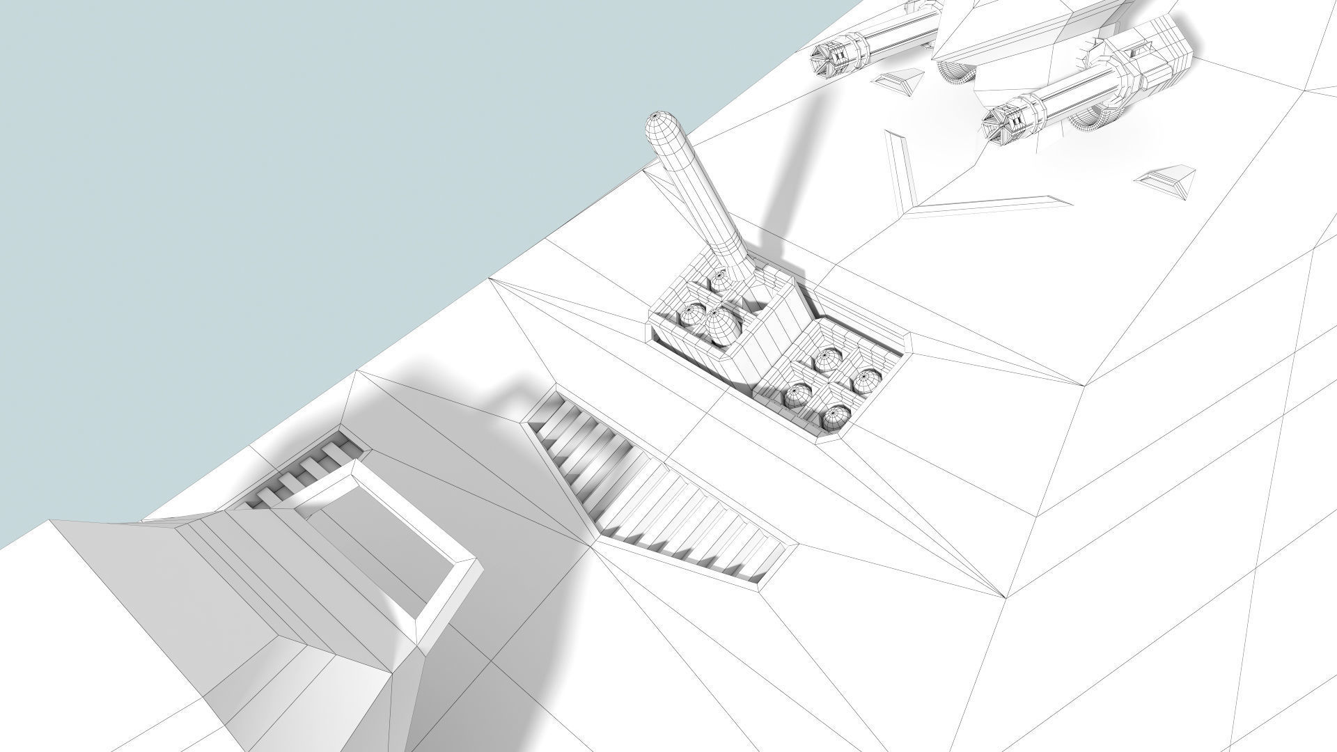 Futuristic Military Stealth Ship Low-poly 3D model_15