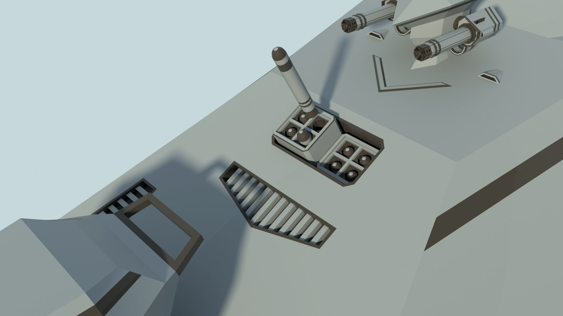 Futuristic Military Stealth Ship Low-poly 3D model_14