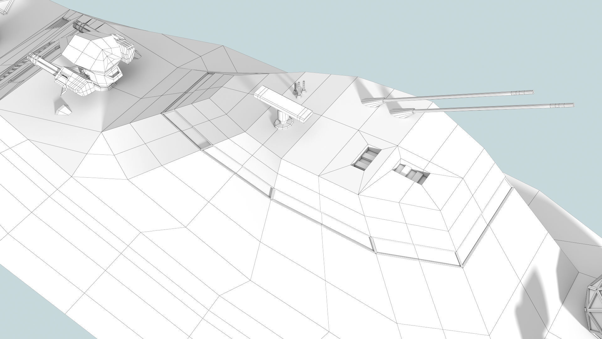 Futuristic Military Stealth Ship Low-poly 3D model_19