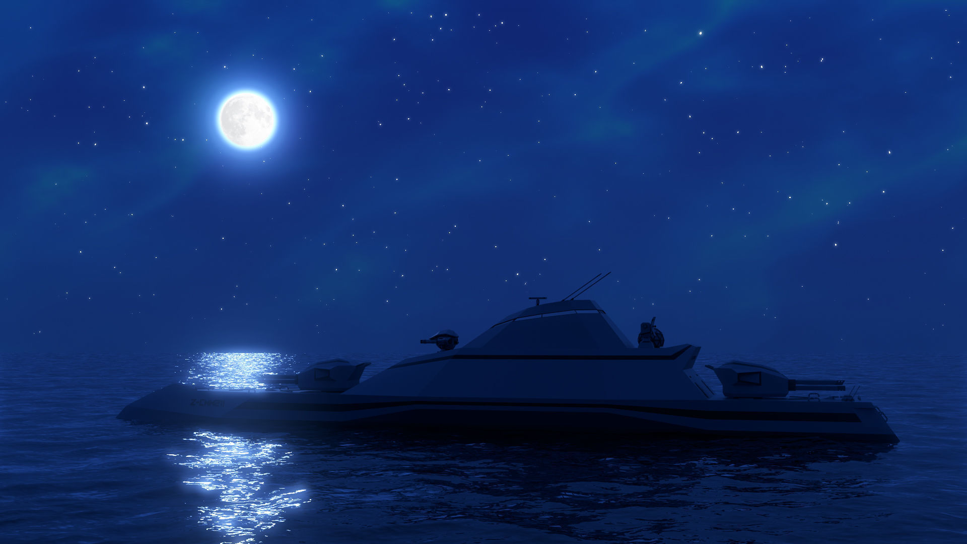 Futuristic Military Stealth Ship Low-poly 3D model_6