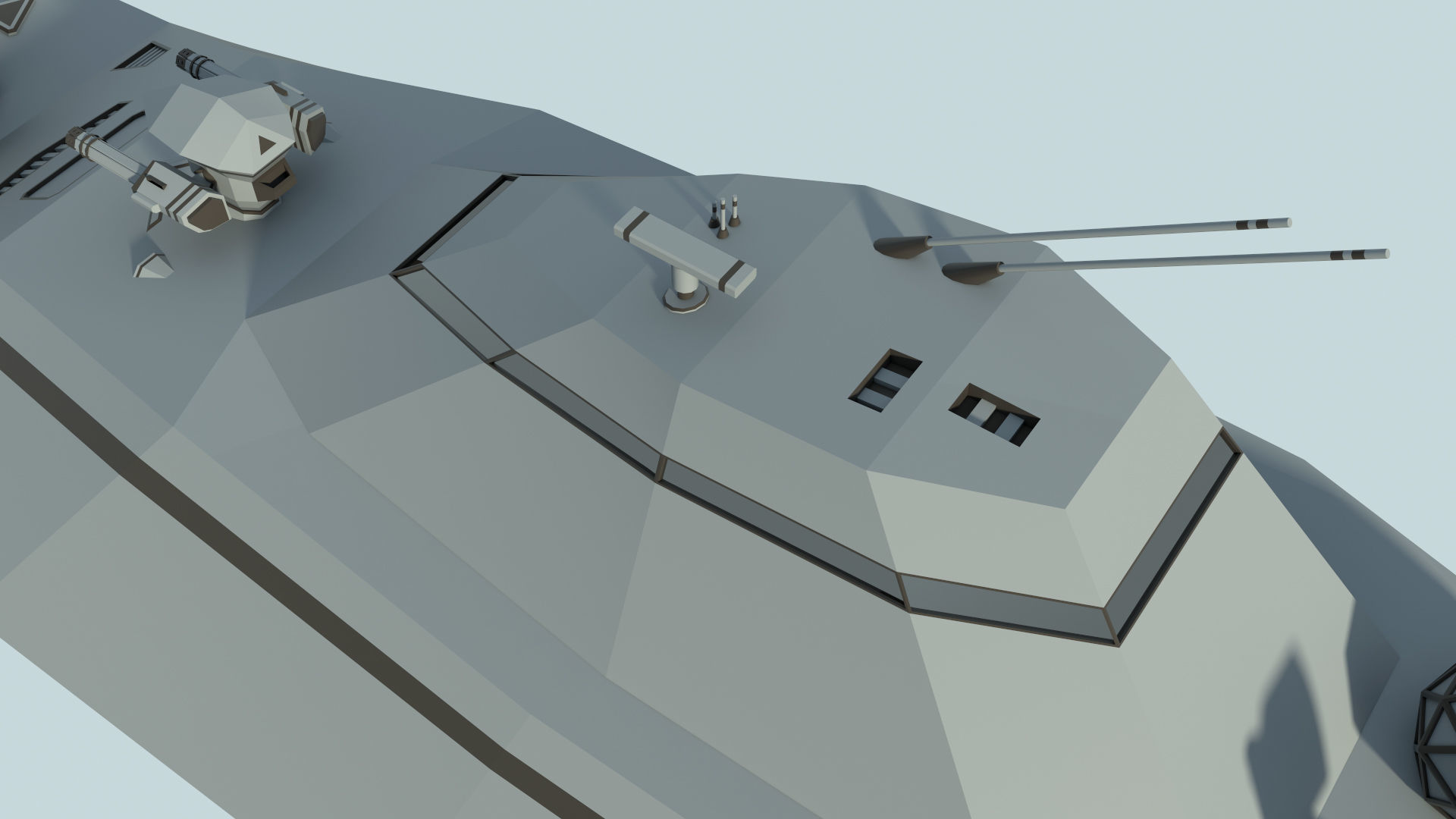 Futuristic Military Stealth Ship Low-poly 3D model_18