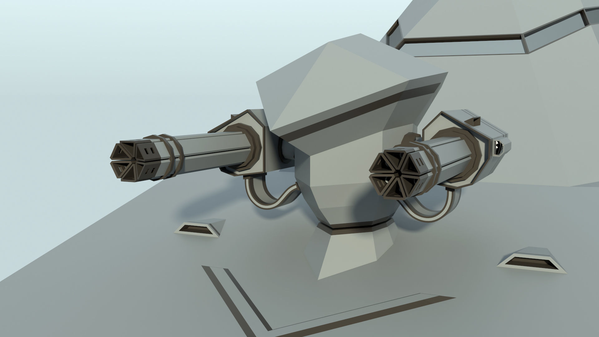 Futuristic Military Stealth Ship Low-poly 3D model_16