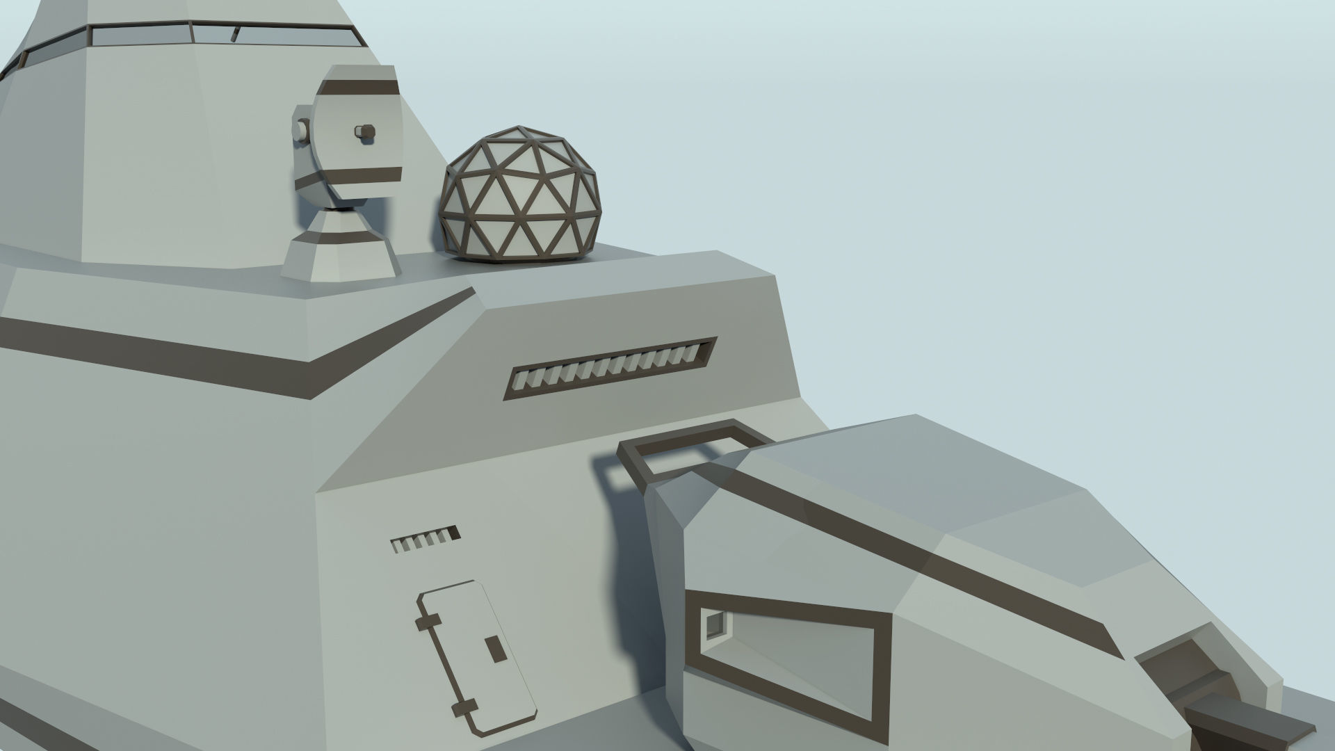 Futuristic Military Stealth Ship Low-poly 3D model_23