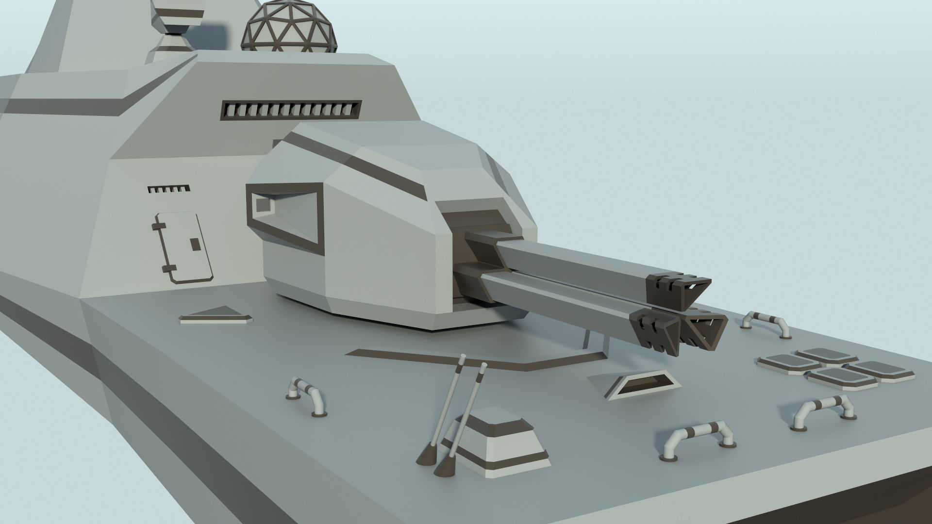 Futuristic Military Stealth Ship Low-poly 3D model_25