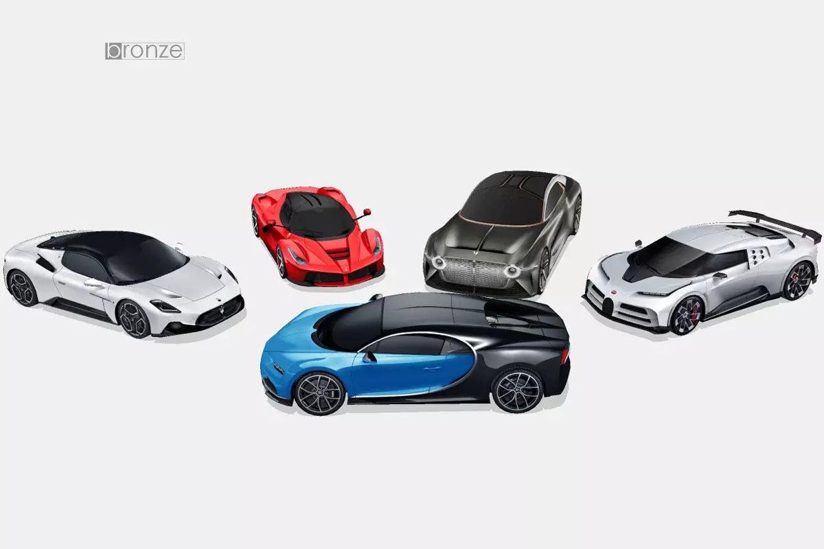 5 sports car colection 3D Model Collection_0