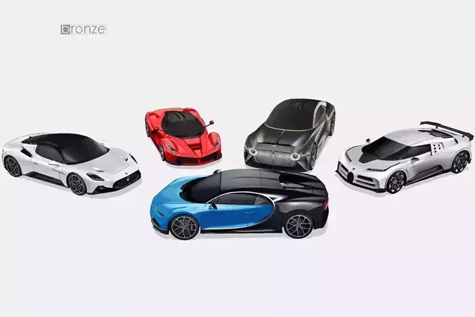 5 sports car colection 3D Model Collection