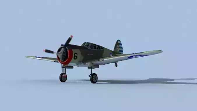 Curtiss H-75C Mohawk V12 China 3D model