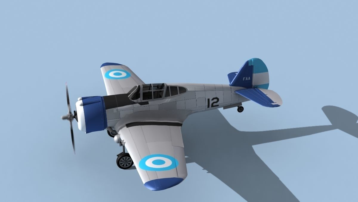Curtiss H-75C Mohawk V15 Argentina 3D model_9