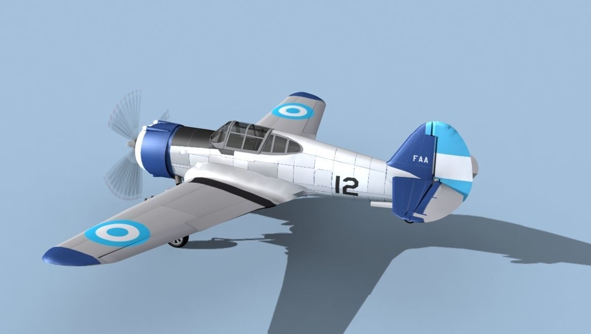 Curtiss H-75C Mohawk V15 Argentina 3D model_8