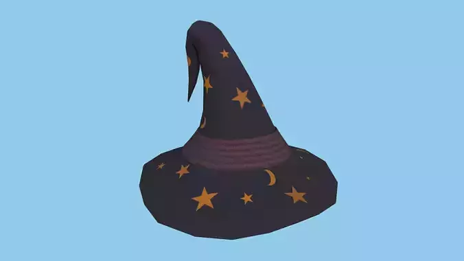 Stars Moon Wizard Hat - Character Design Fashion Low-poly 3D model