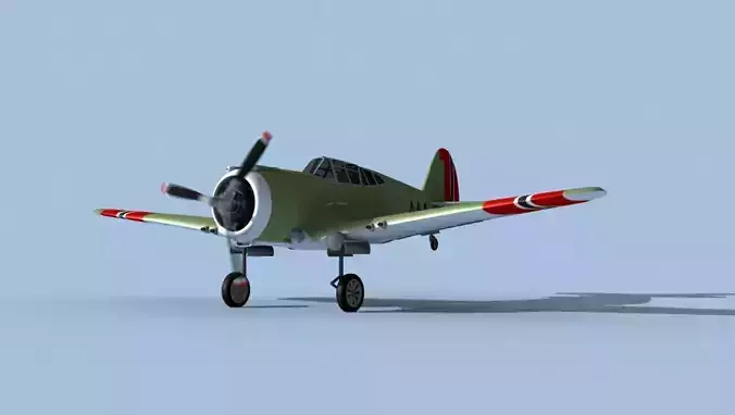 Curtiss H-75C Mohawk V16 Norway 3D model