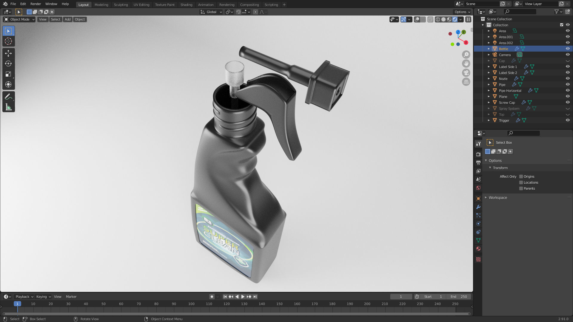 Plastic Spray Bottle - Hand Sanitizer 3D model_7