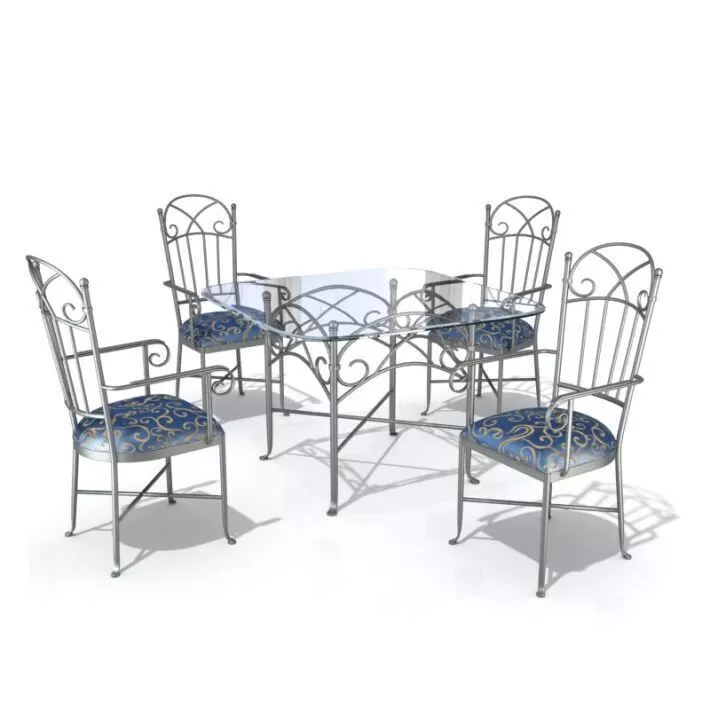 Furniture Set Table And Chairs 3D model
