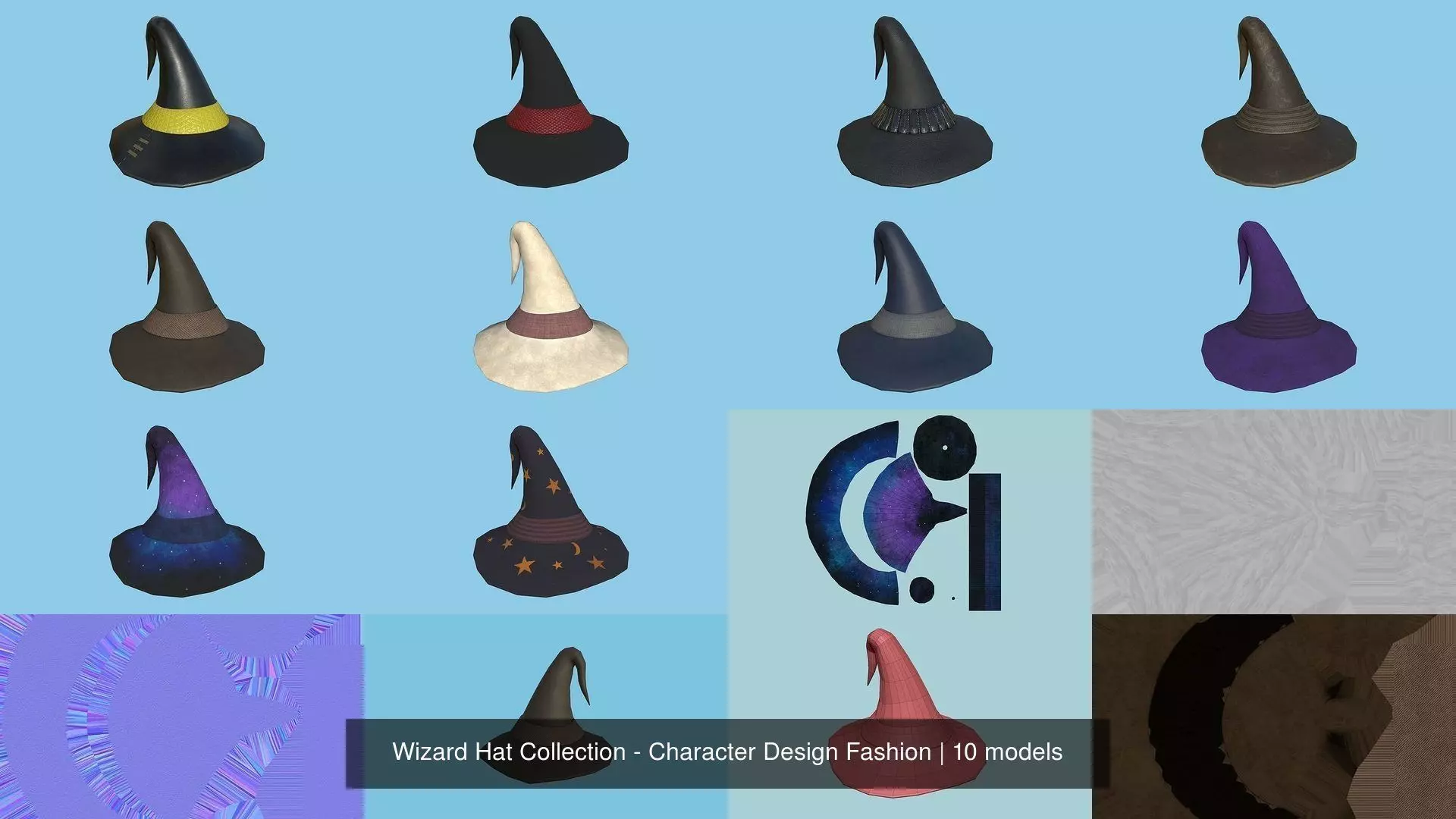10 Wizard Hat - Character Design Fashion 3D Model Collection_1