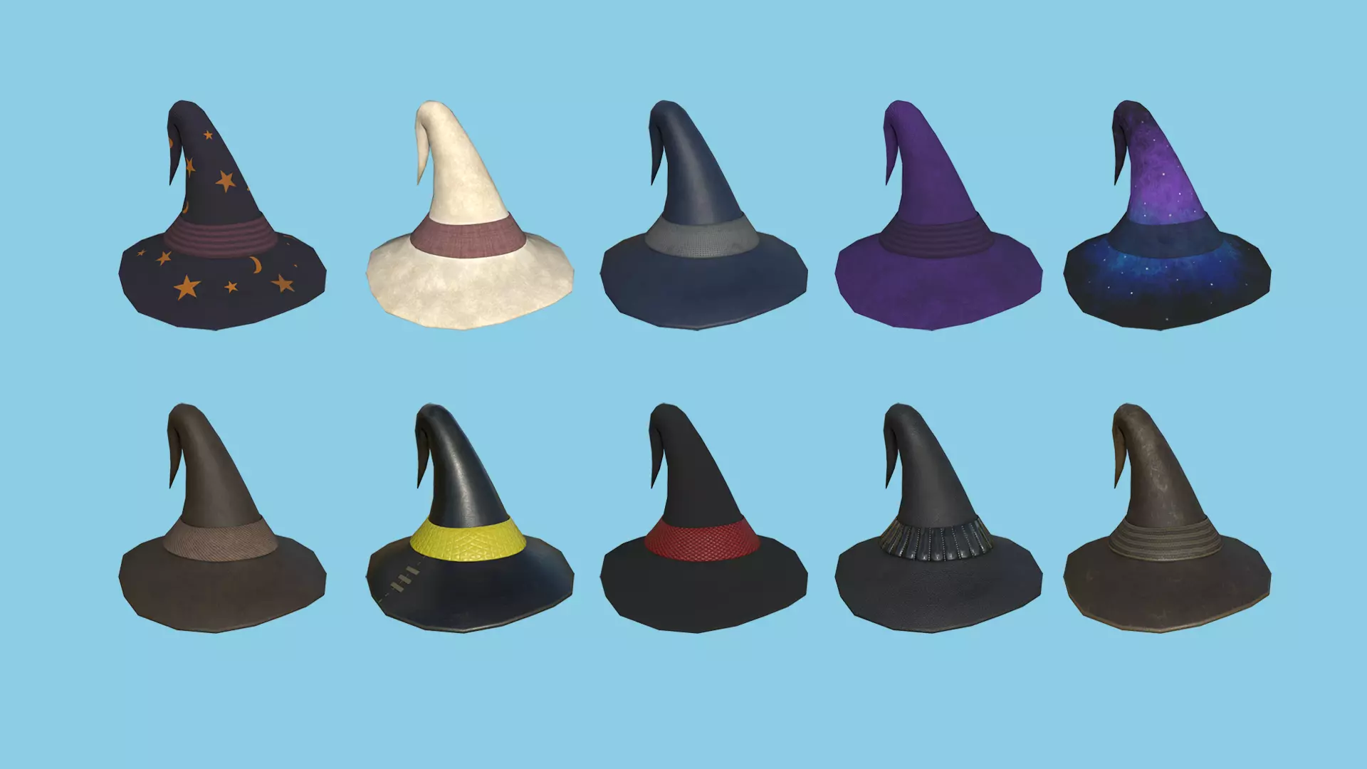 10 Wizard Hat - Character Design Fashion 3D Model Collection_0