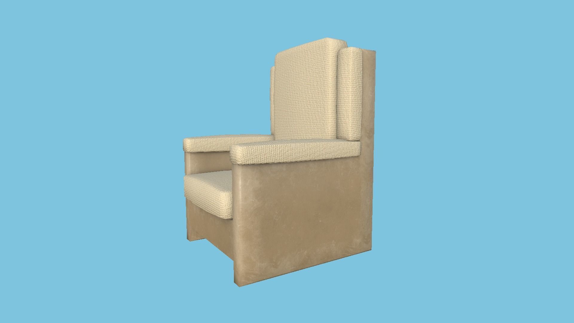 Beige Armchair - Furniture Interior Design Low-poly 3D model_3