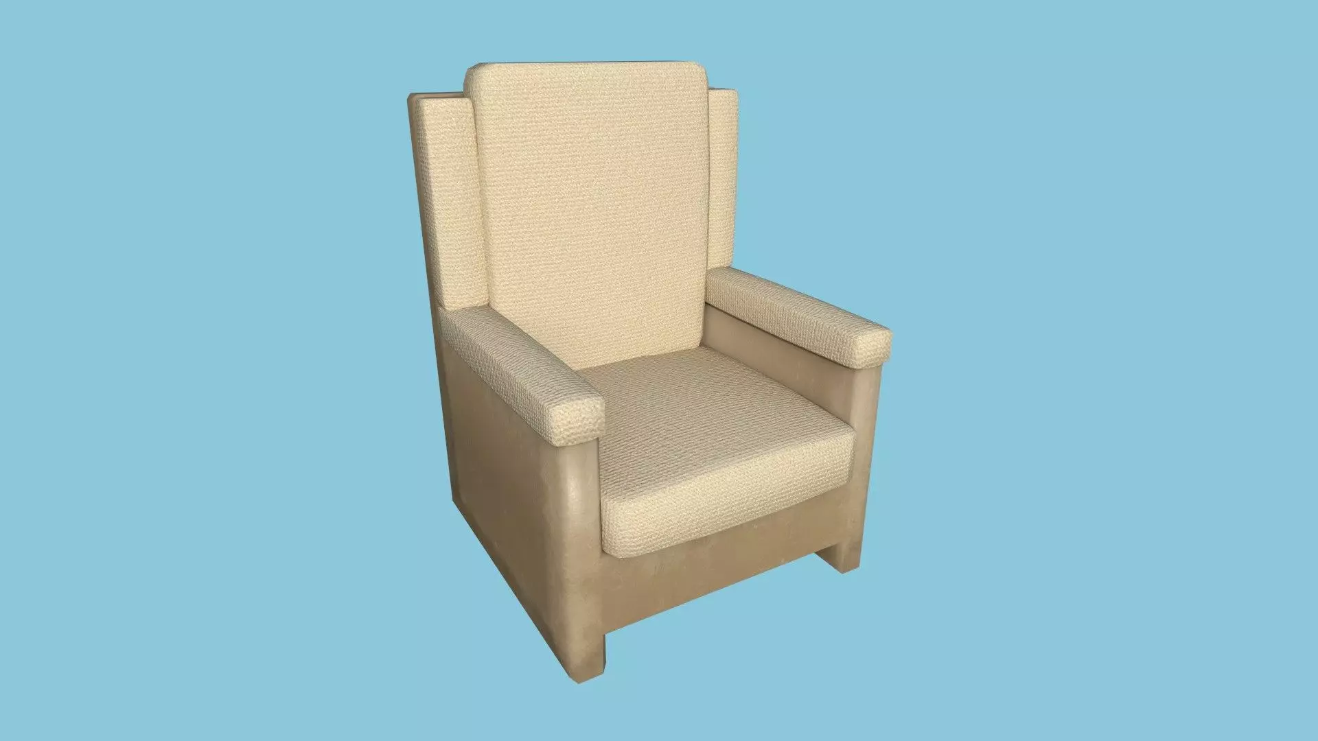 Beige Armchair - Furniture Interior Design Low-poly 3D model_0