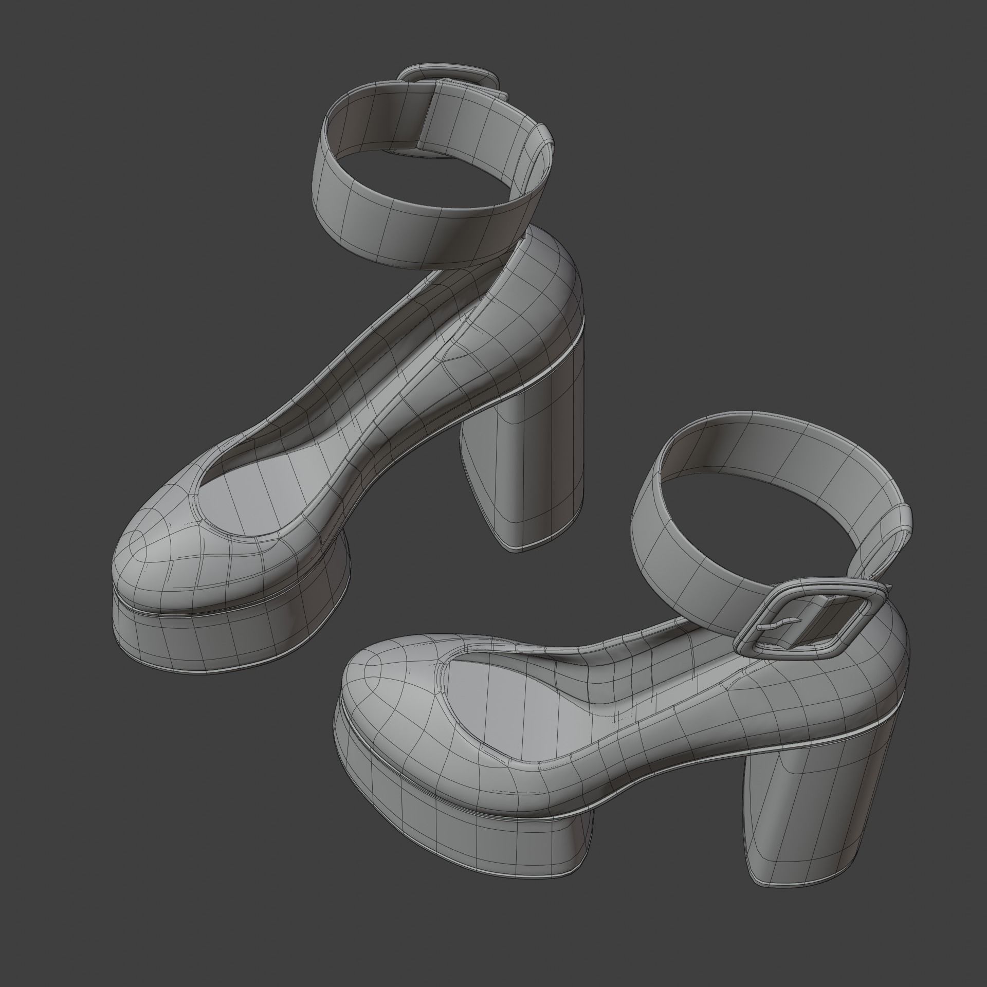 High Heel Female Platform Shoes 3D model_9