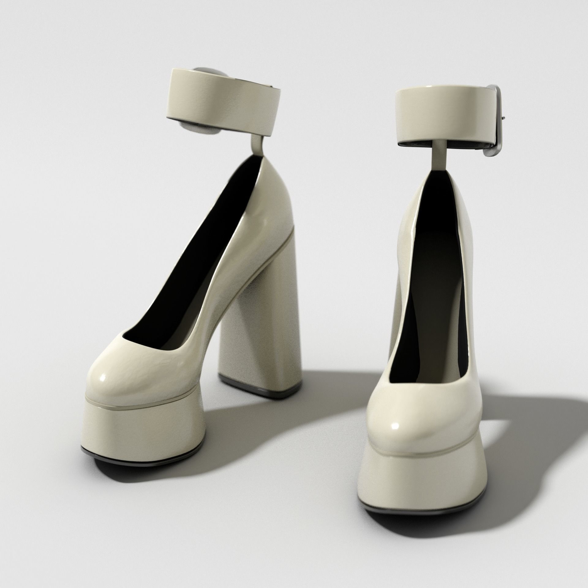 High Heel Female Platform Shoes 3D model_5