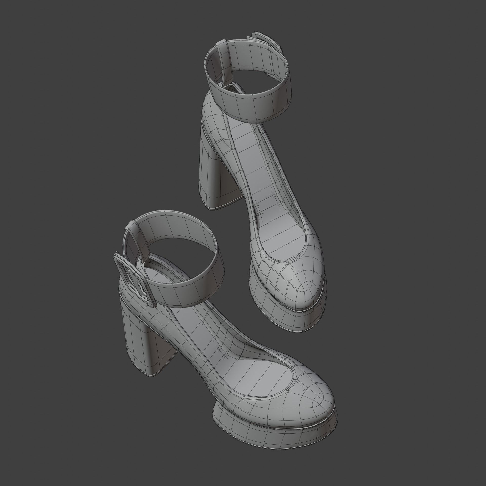 High Heel Female Platform Shoes 3D model_10