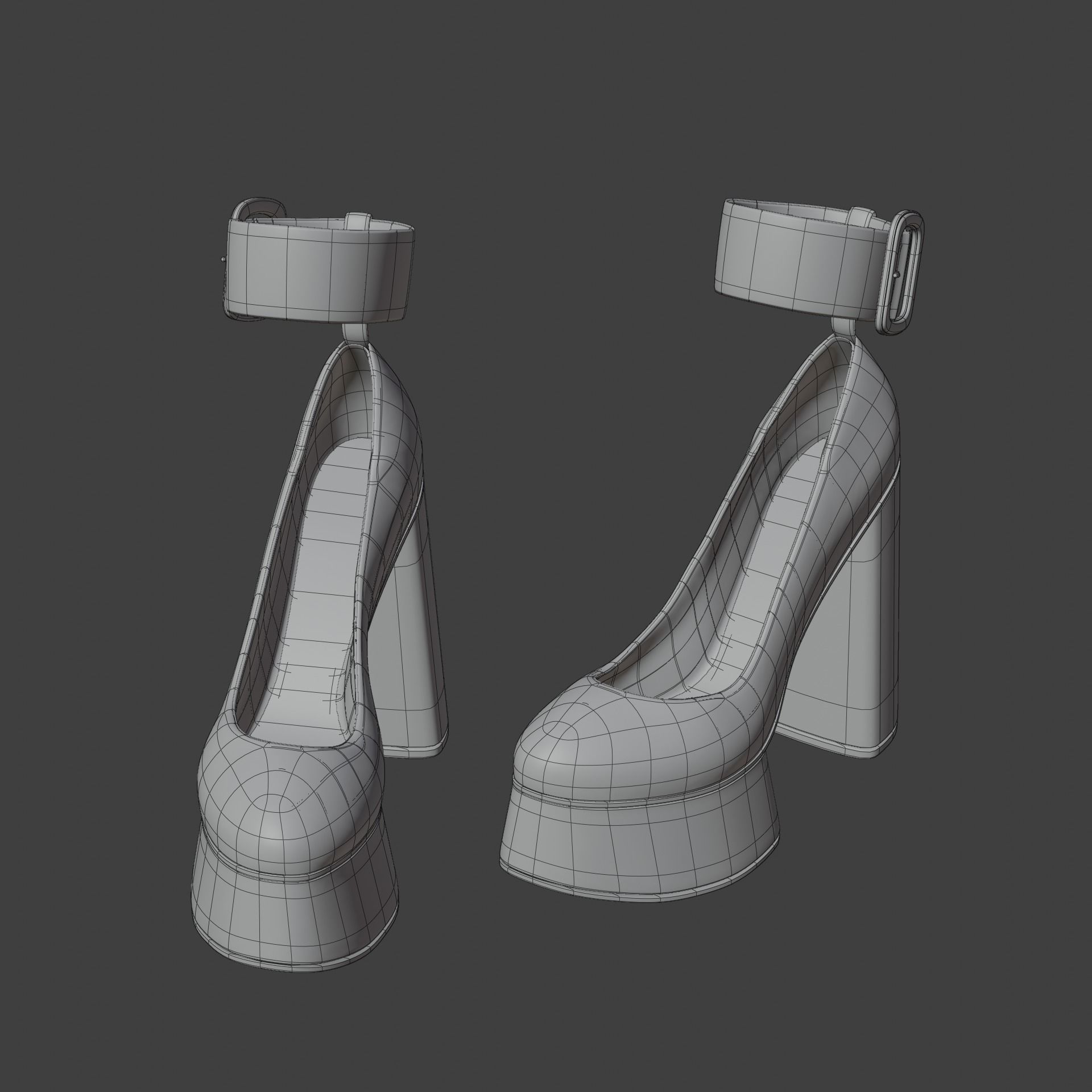 High Heel Female Platform Shoes 3D model_11