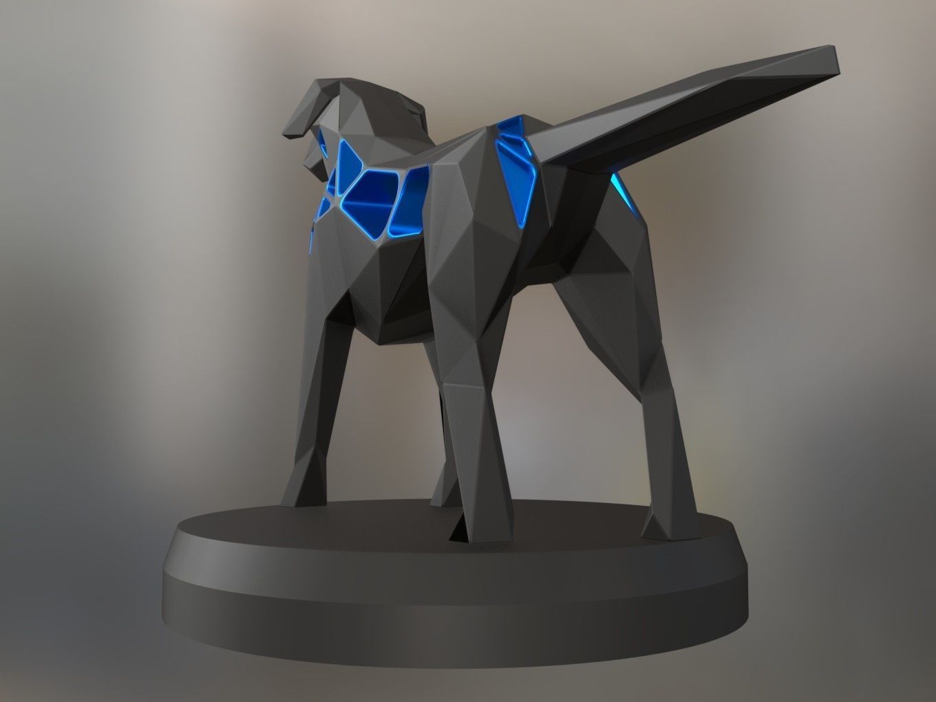 Voronoi Small Tan Dog Pose 3D print model_6